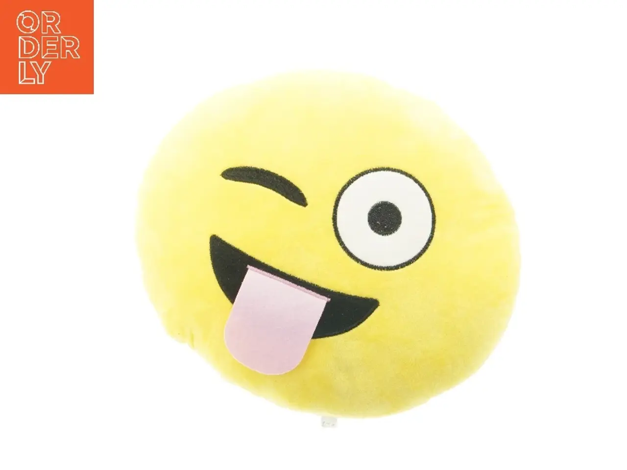 Billede 1 - Gul plyspude, smiley (str. 32 x 27 cm)