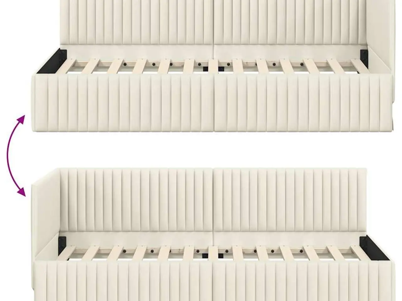 Billede 9 - Hjørnesengramme i fløjl - creme 90 x 200 cm