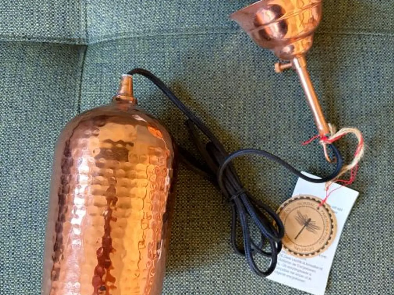 Billede 1 - Loftslampe i kobber. Pendel. Aldrig brugt.