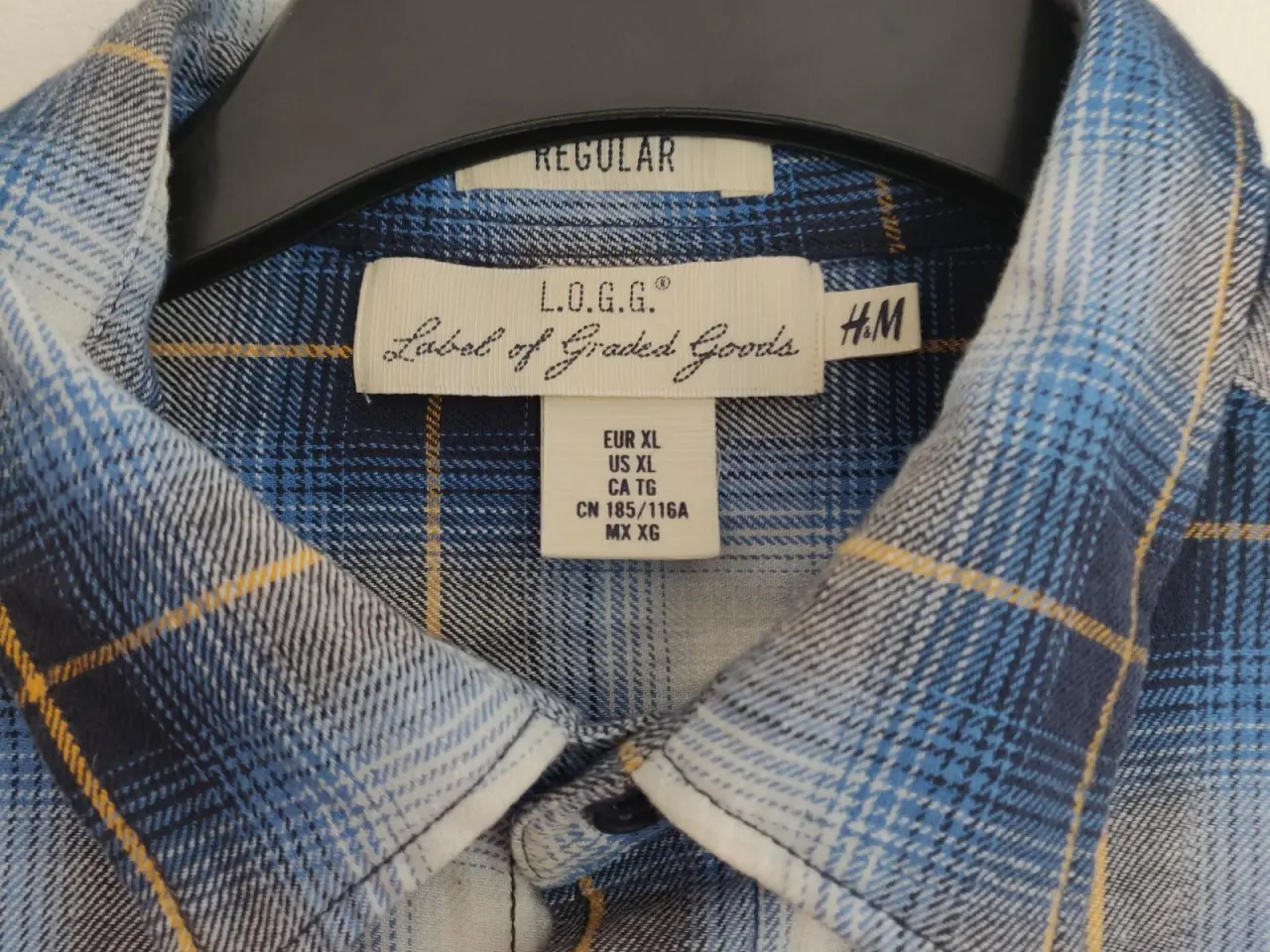 Billede 3 - H&M L.O.G.G Blå, hvid og gul Flanel skjorte