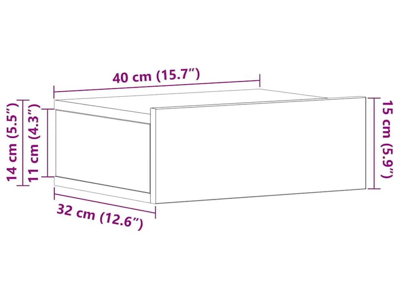 Billede 13 - Svævende natbord i sort eg 40 x 32 x 15 cm