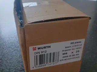 Würth m6x25 unbrako bolte