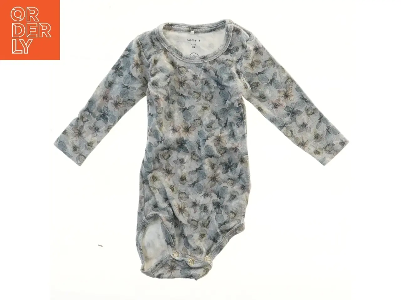 Billede 1 - Name It (str. 62) Langærmet bodystocking med blomsterprint