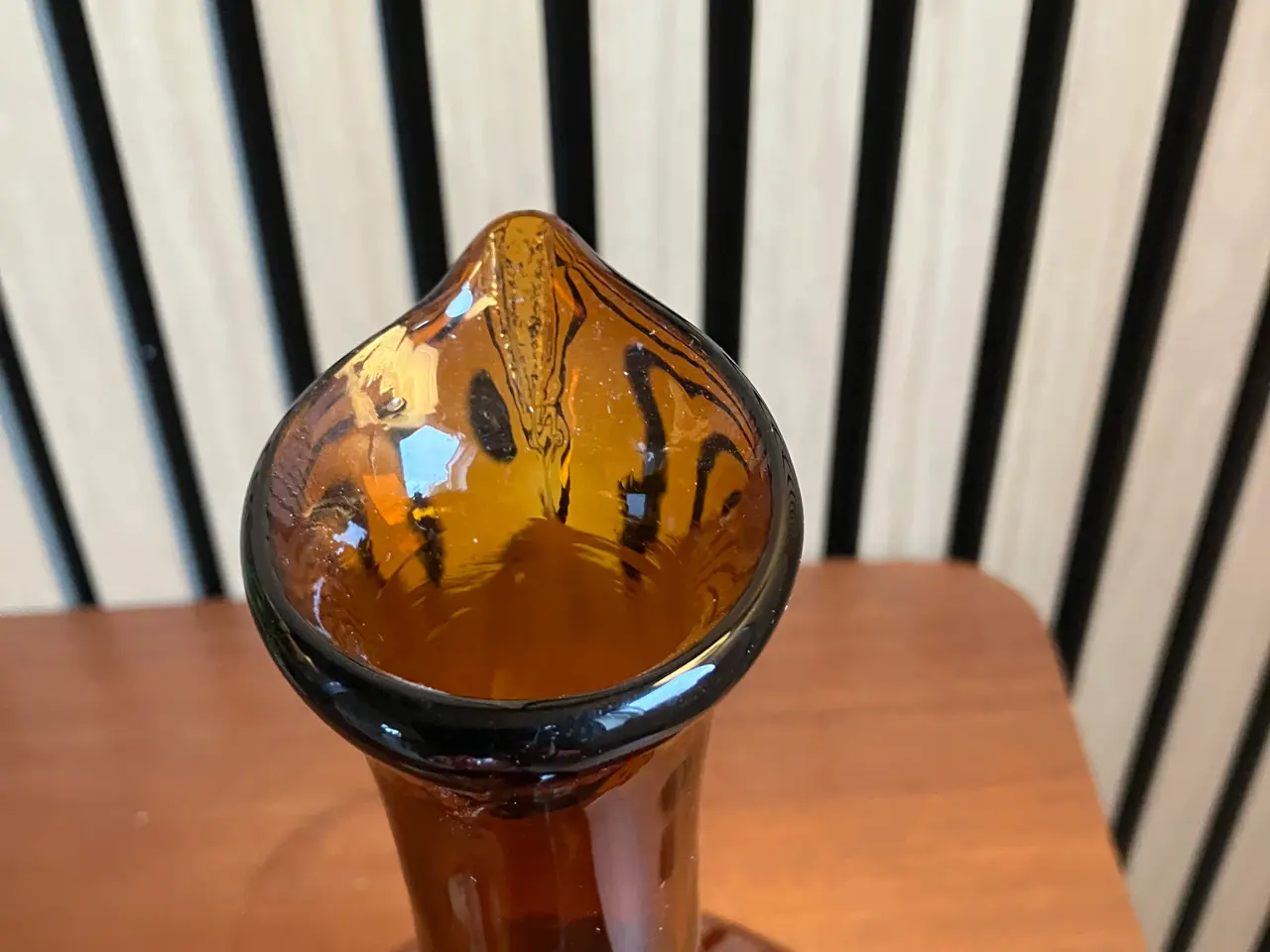 Billede 5 - Vintage glaskaraffel i ravfarvet glas