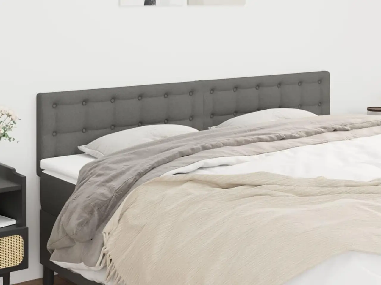 Billede 1 - Sengegavl i stof 180 × 5 × 78/88 cm - mørkegrå, højdejusterbar