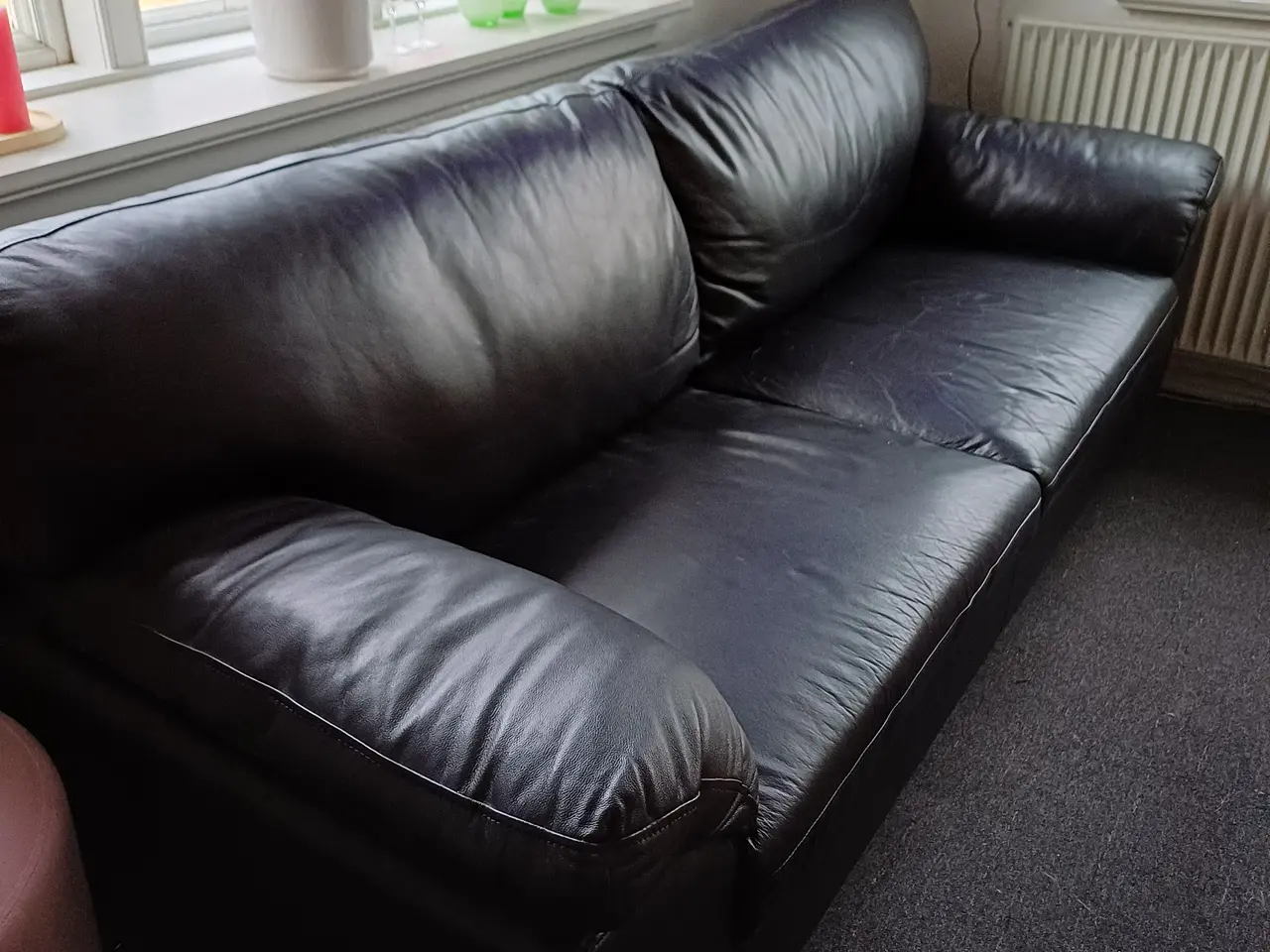 Billede 2 - 3 pers. Læder sofa