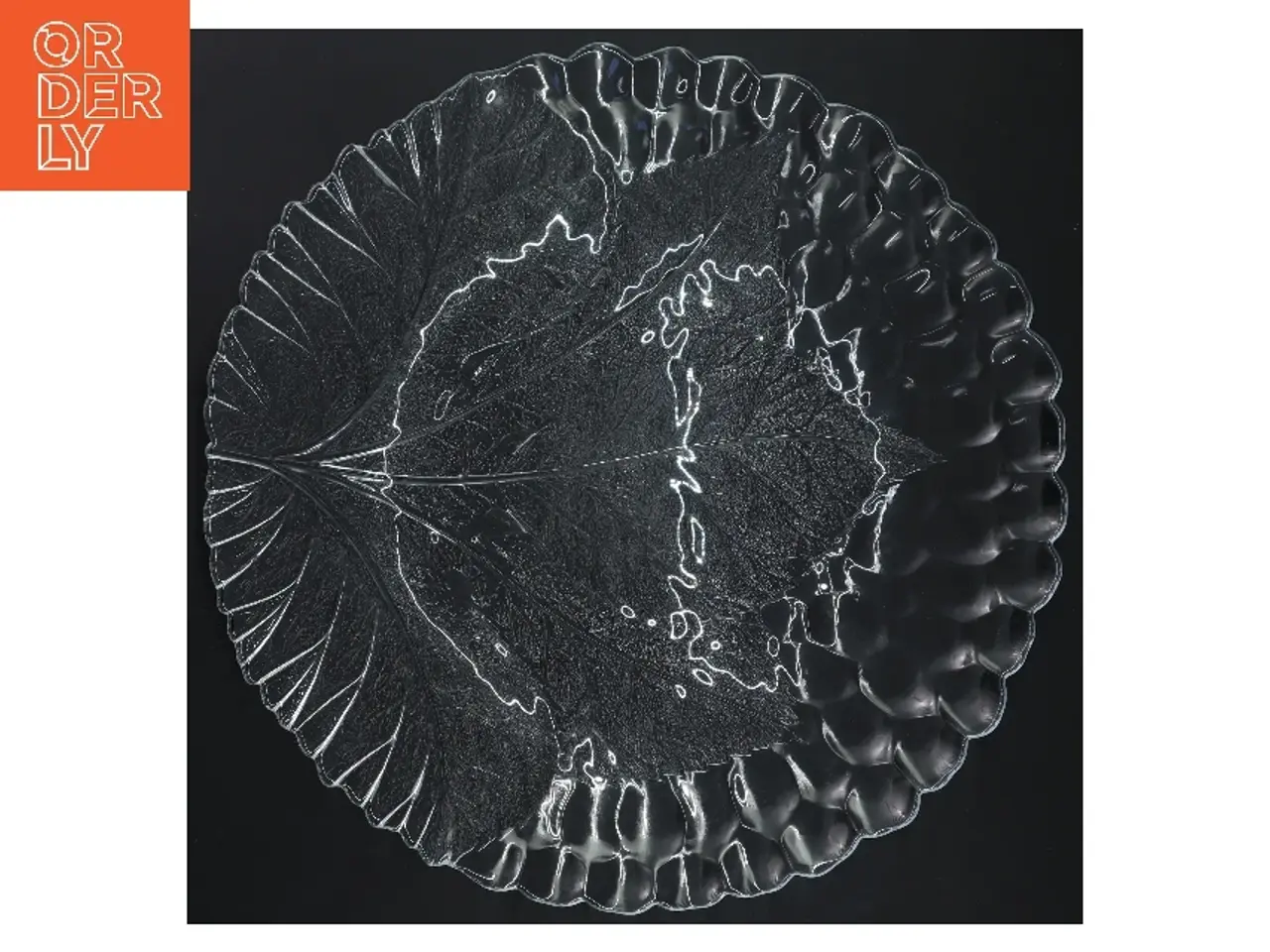 Billede 4 - Glasskål med bladmotiv (str. Ø 32 cm)