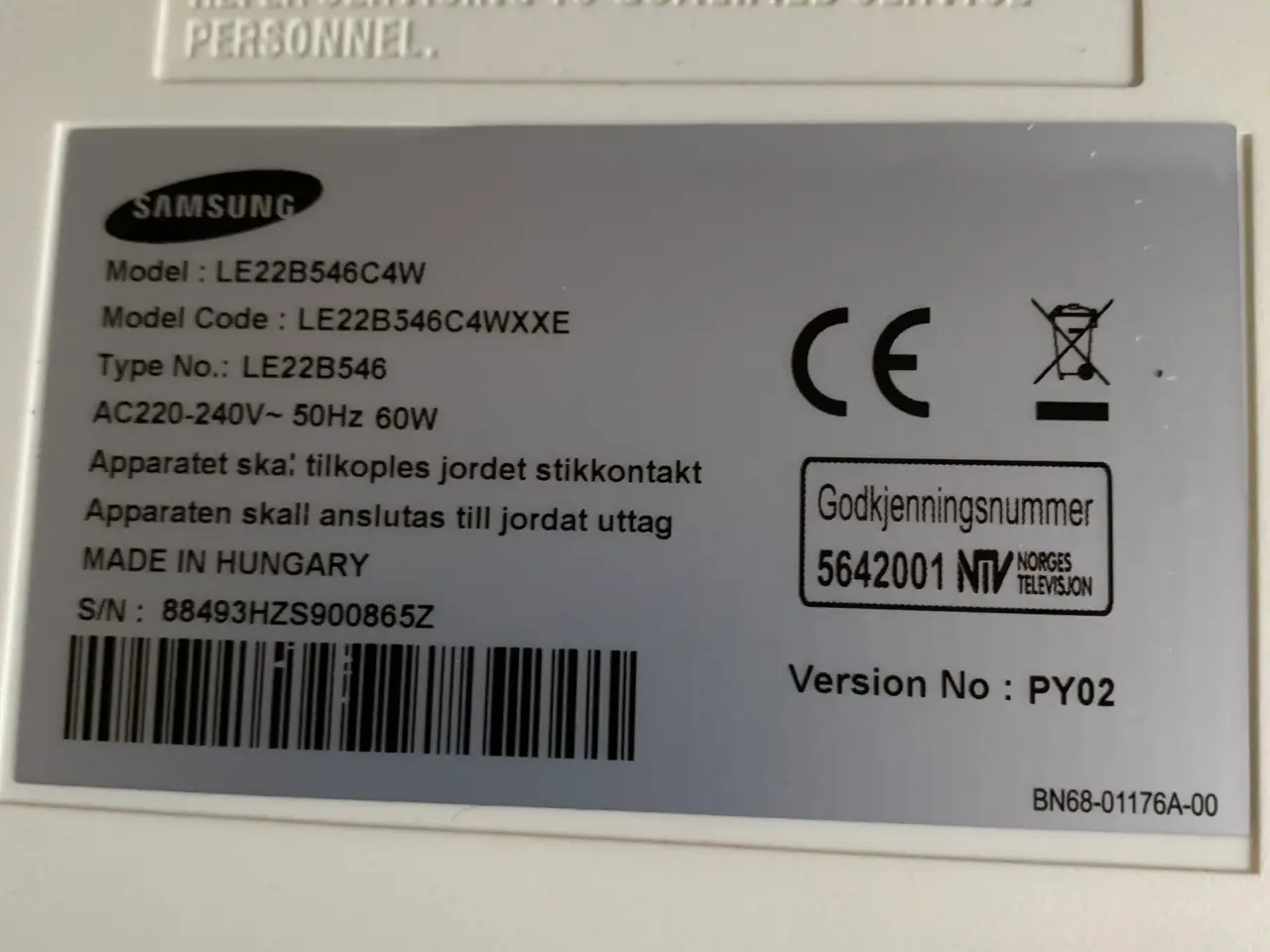 Billede 3 - Samsung 22”  TV  model LE22B546