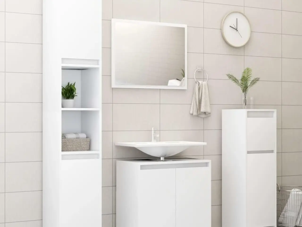 Billede 4 - Badeværelsesskab 30×30×95 cm i hvidt konstrueret træ