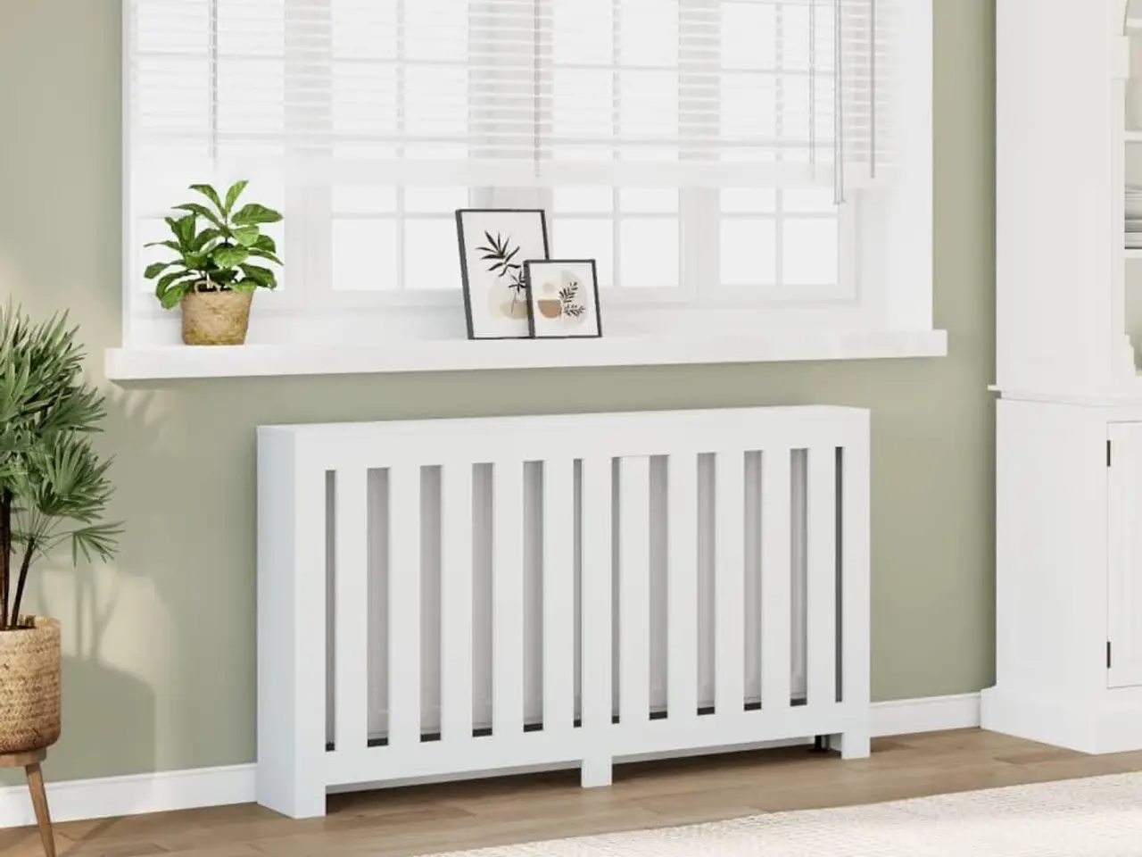 Billede 1 - Radiatorskjuler 149x20x82 cm konstrueret træ hvid