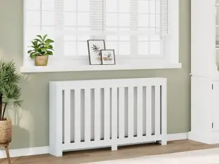 Radiatorskjuler 149x20x82 cm konstrueret træ hvid
