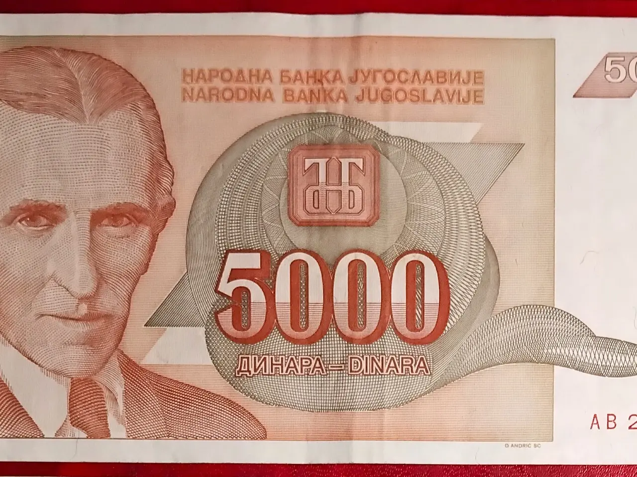 Billede 1 - JUGOSLAVIEN YUGOSLAVIA 5000 DINARA 1993 Tesla p128
