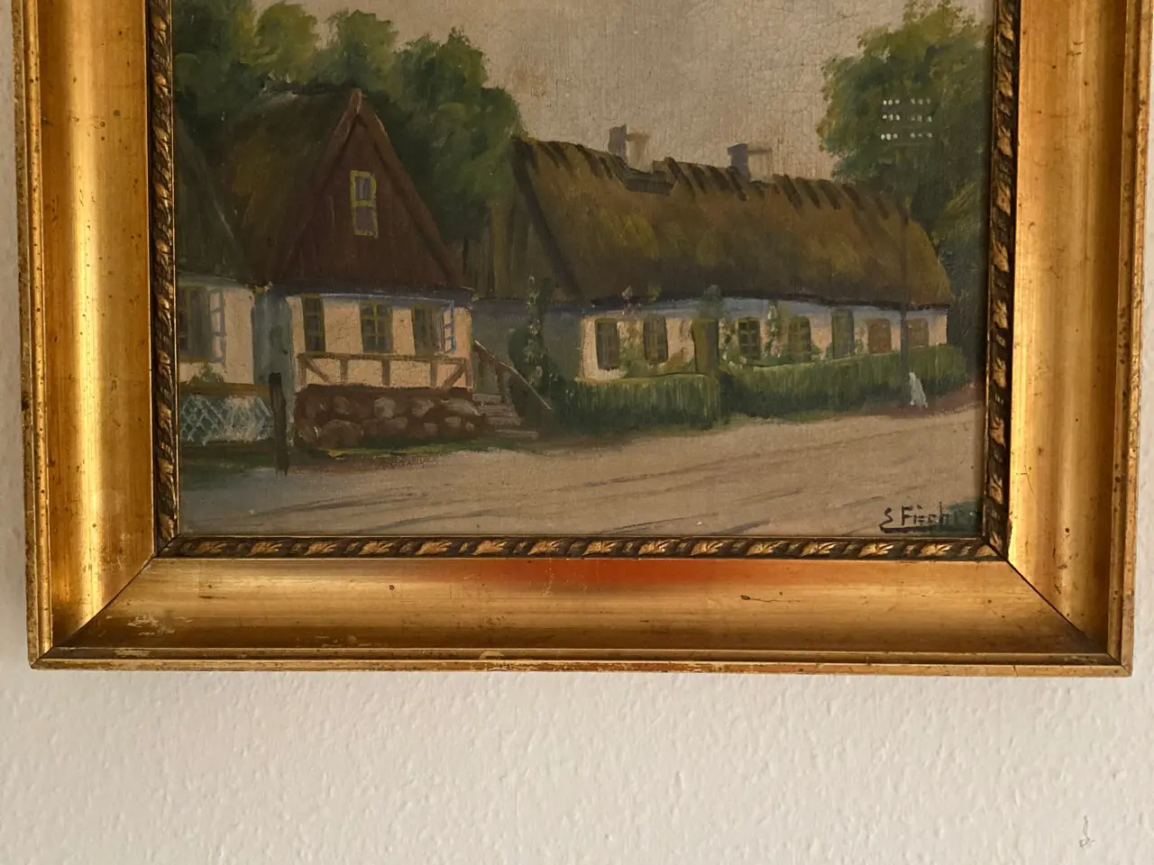 Billede 1 - Maleri stråtækt ved vej