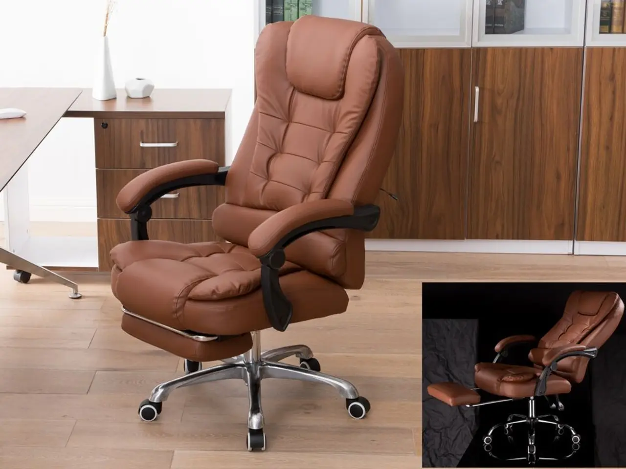 Billede 1 - Kontorstol model "MAYOR", cognac farvet.