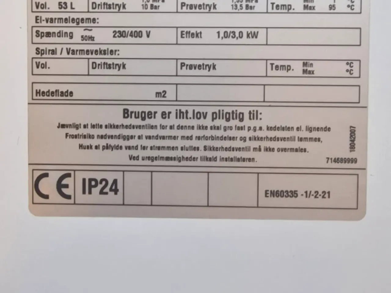 Billede 2 - Vandvarmer 53 l