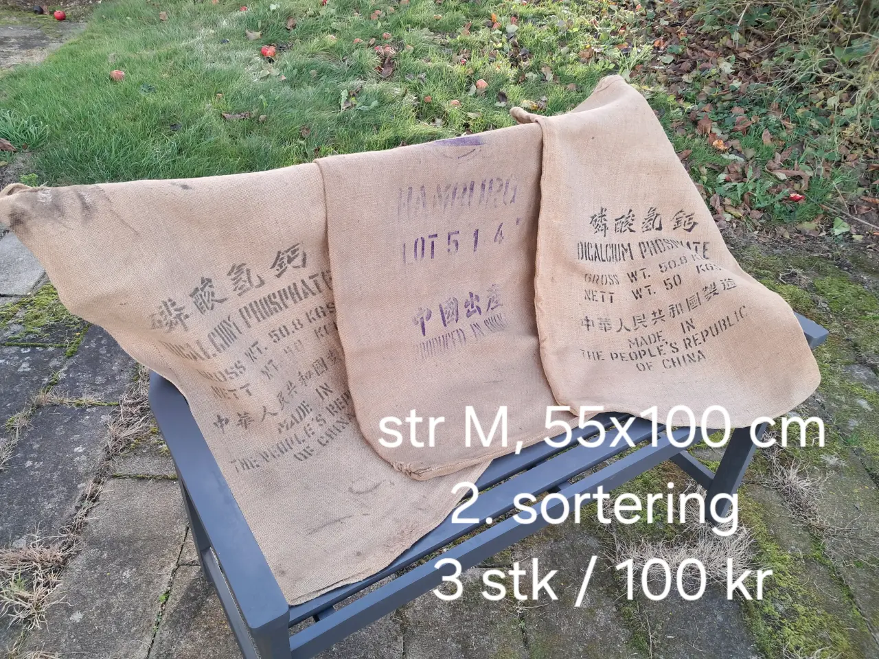 Billede 1 - Jutesække, str M, 3 stk