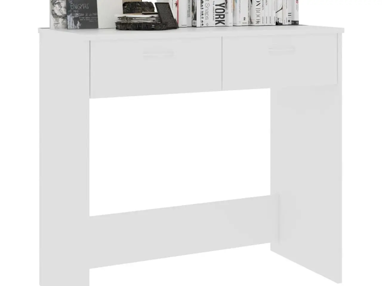 Billede 3 - Skrivebord i hvidt konstrueret træ - 80 × 40 × 75 cm med 2 skuffer