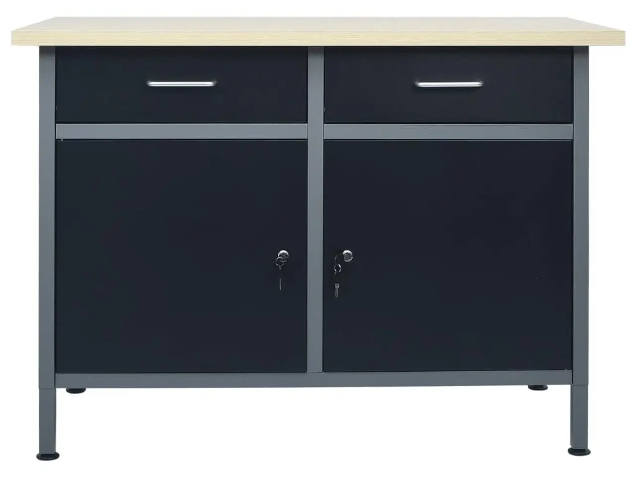 Billede 3 - Arbejdsbænk med skuffer og skabe 120 x 60 x 85 cm - sort/grå