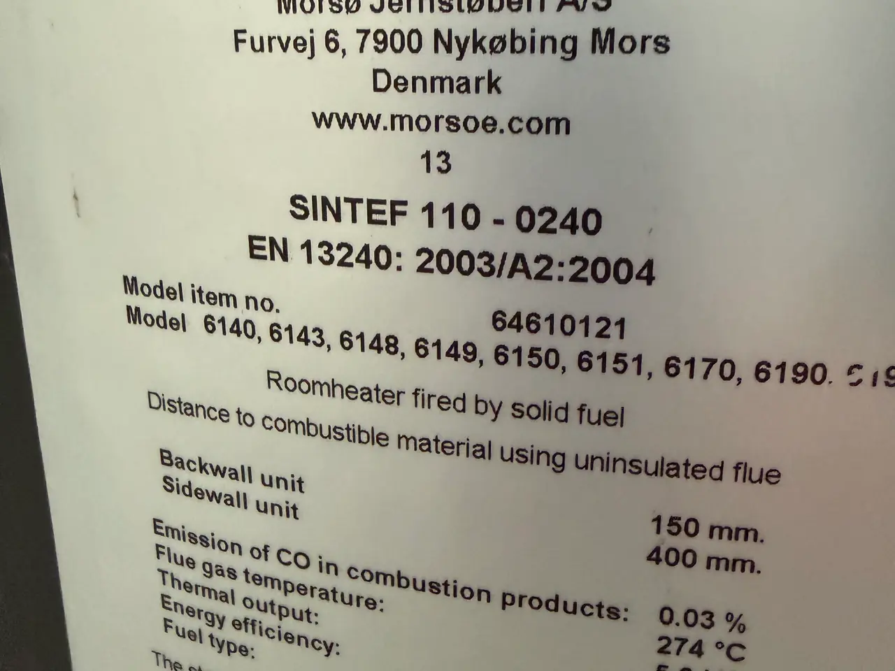 Billede 3 - Morsø 6140 brændeovn