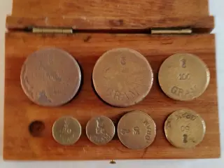 Messing Vægtlodder i træ æske