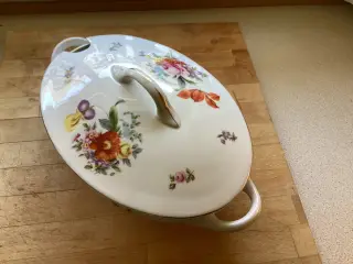 Stor porcelæns Terrin m/ Blomster København B 7723