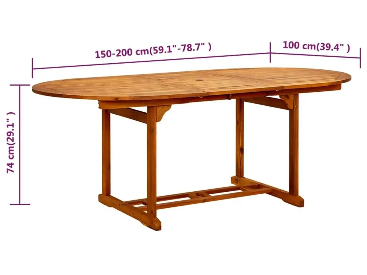 Billede 9 - Havebord 200x100x75 cm massivt akacietræ