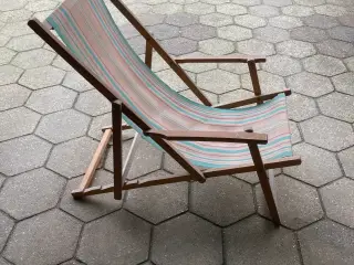 Strandstol foldbar fin træ og stof