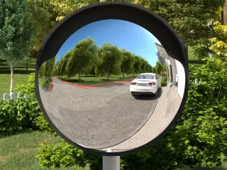 Udendørs konvekst trafikspejl sort Ø45 cm polycarbonat