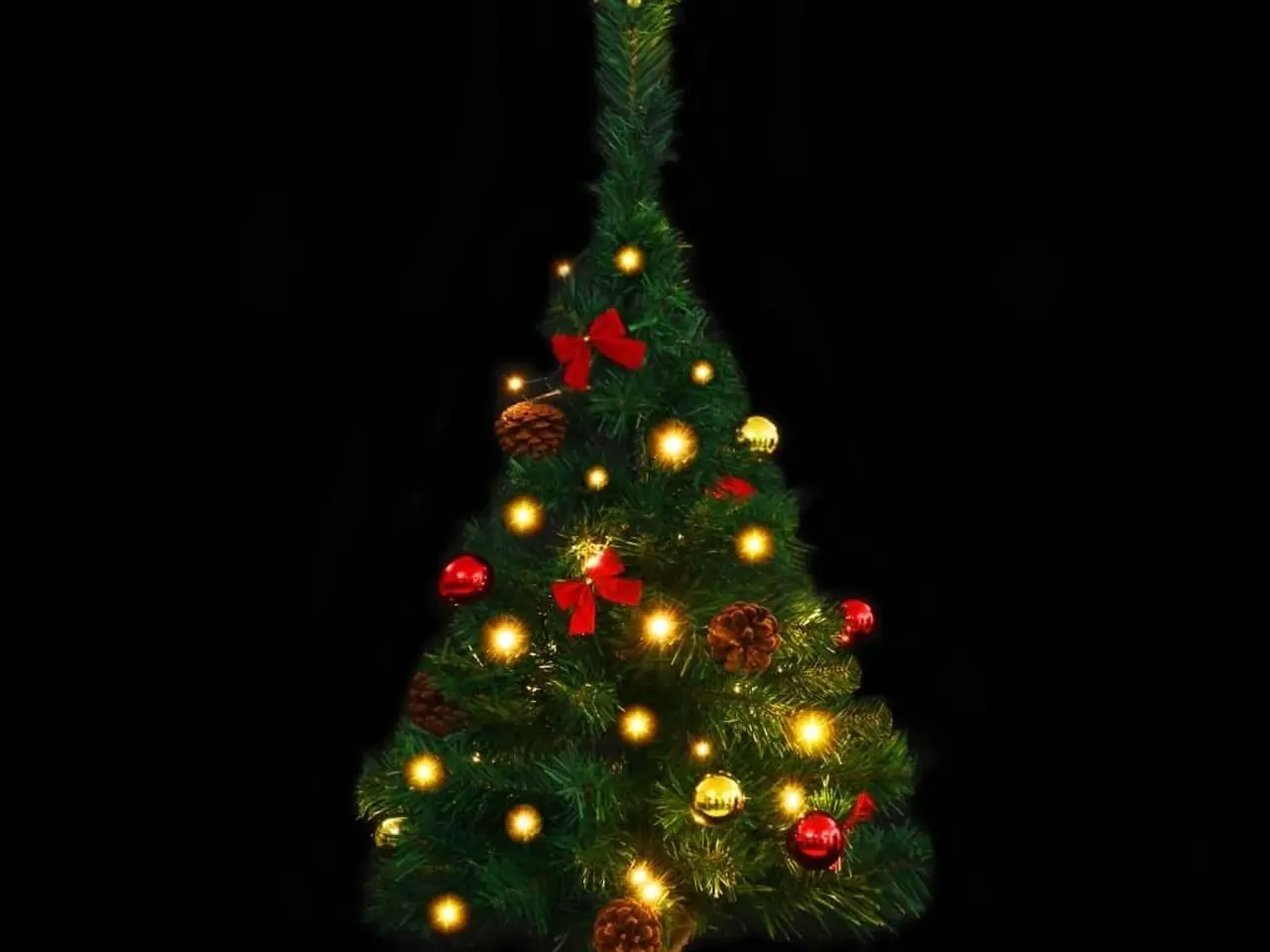 Billede 2 - Kunstigt juletræ med LED-lys og julekugler 64 cm - grøn
