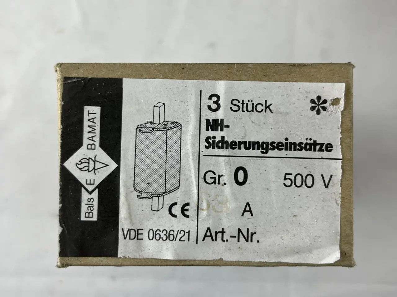 Billede 3 - 3x Bals E‑BAMAT NH0 Fuse Inserts 63A 500V gL IEC