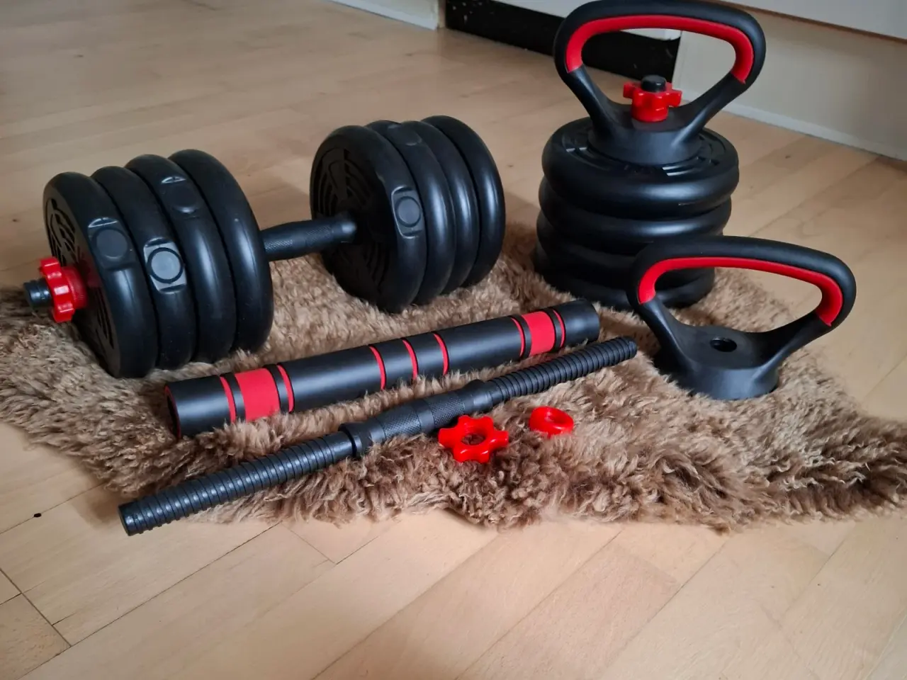 Billede 1 - Håndvægte og kettlebell sæt med justerbart.