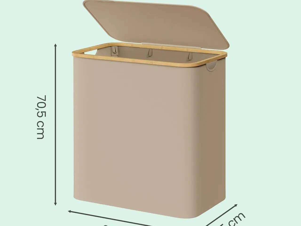 Billede 3 - Vasketøjskurv med låg og 3 rum 150 l - camel brown