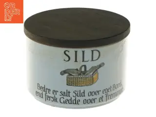 Keramik krukke med låg fra Knabstrup (str. Ø 12,5 cm)
