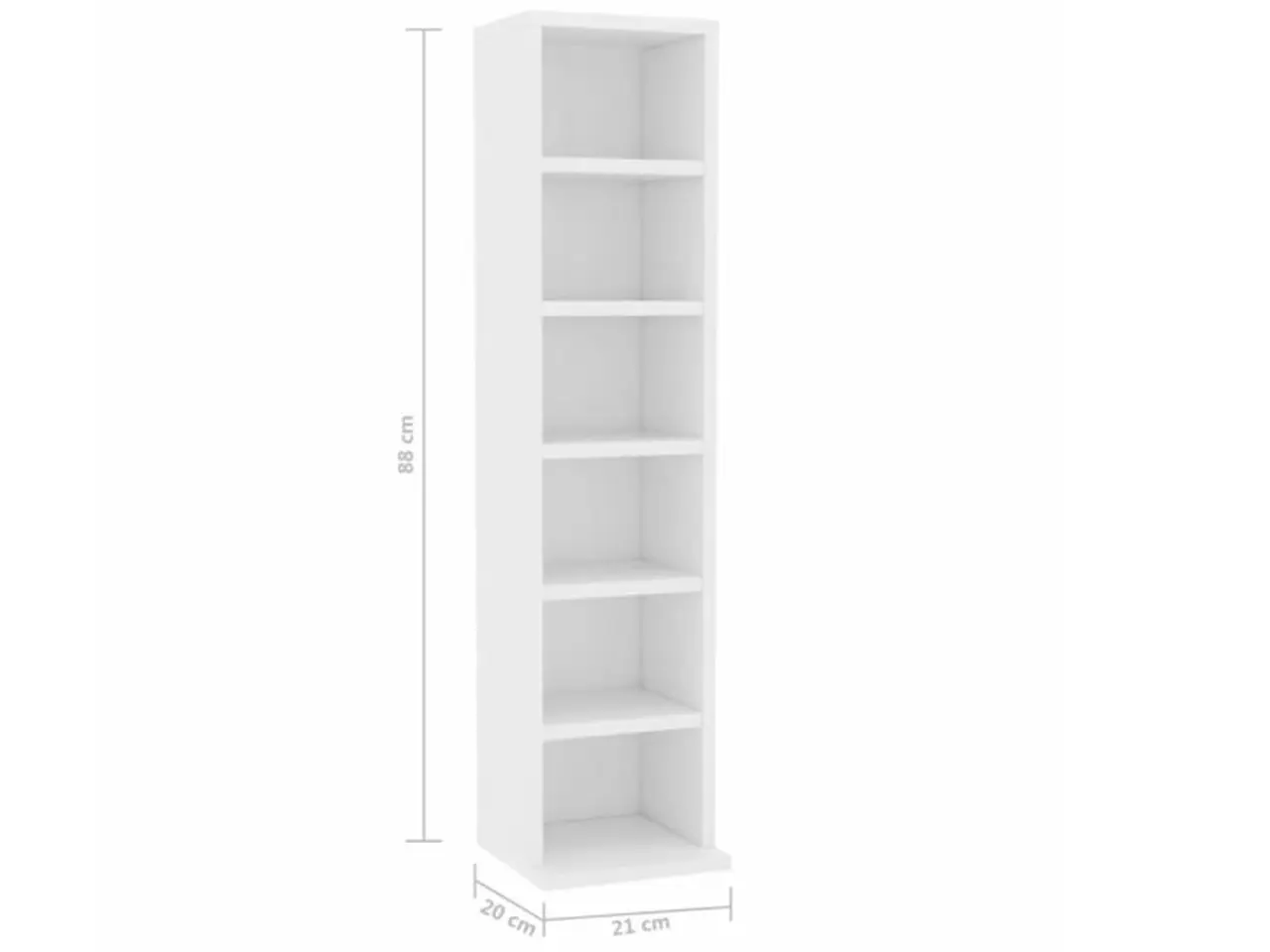 Billede 6 - Cd-reol i hvidt konstrueret træ - 21 × 20 × 88 cm