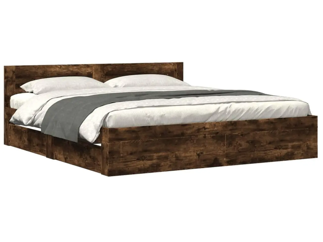 Billede 4 - Sengeramme med sengegavl og skuffer 180 x 200 cm - røget egetræ