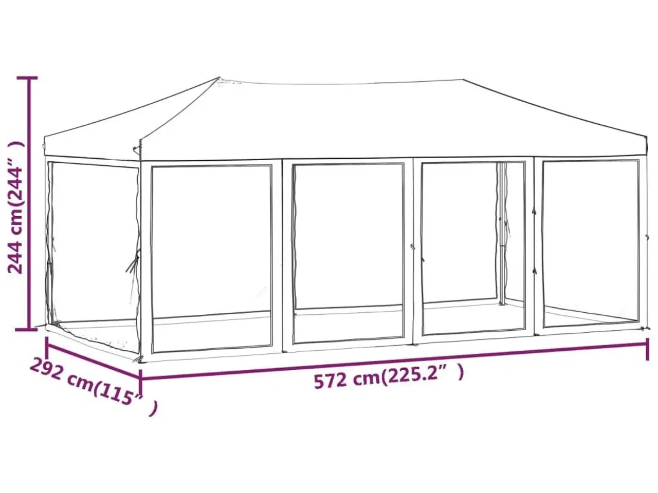 Billede 10 - Foldbart festtelt med sidevægge 3×6 m - hvid pavillon