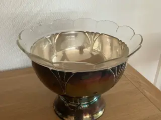 Sølvskål med glasindsats