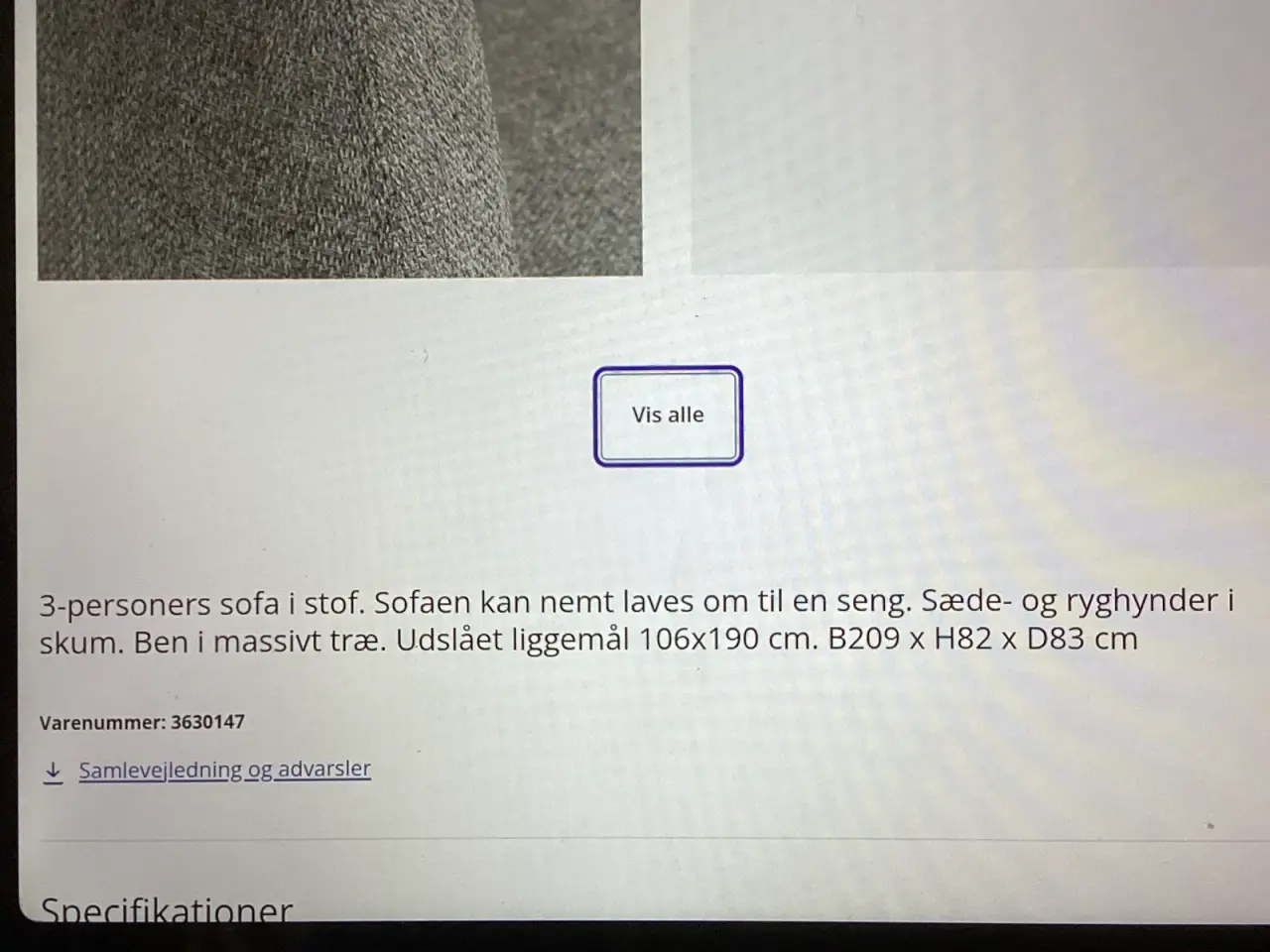 Billede 4 - Sovesofa. Paradis. Sofaen er ca 1/2 år