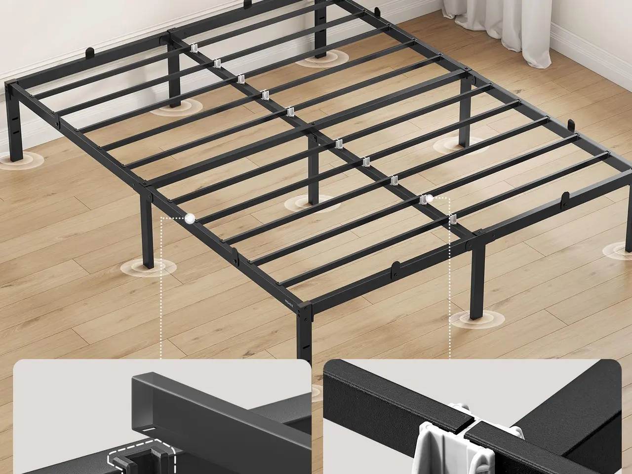 Billede 2 - Sengeramme 140 x 200 cm i metal med opbevaringsplads - sort