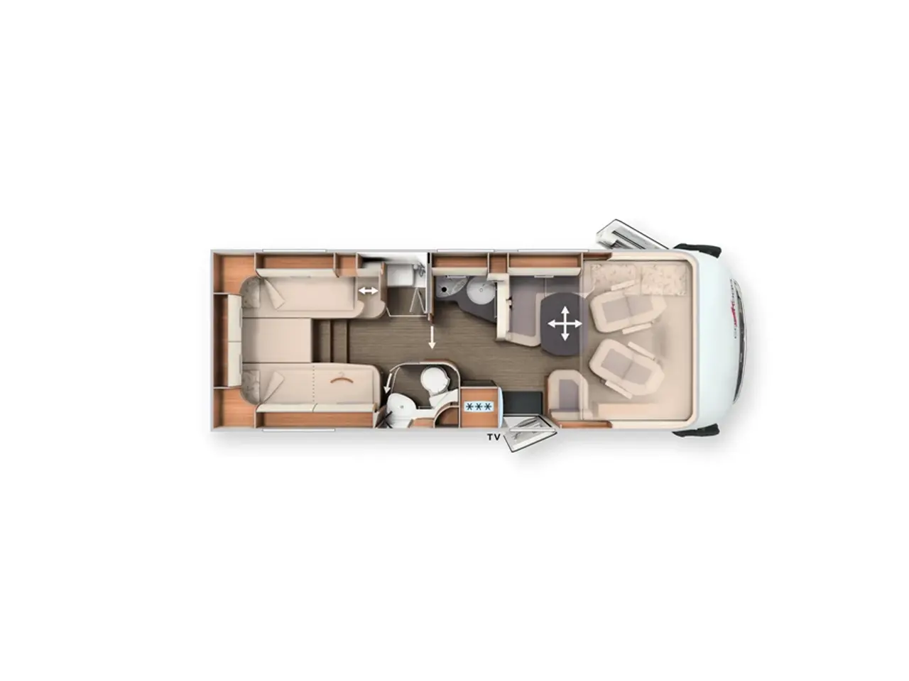 Billede 35 - 2018 - Carthago compactline 144 LE   Kommissionsbil. Automatgear - 150 hk, Enkeltsenge, solceller, inverter, hydrauliske selvnivilerende støttefødder