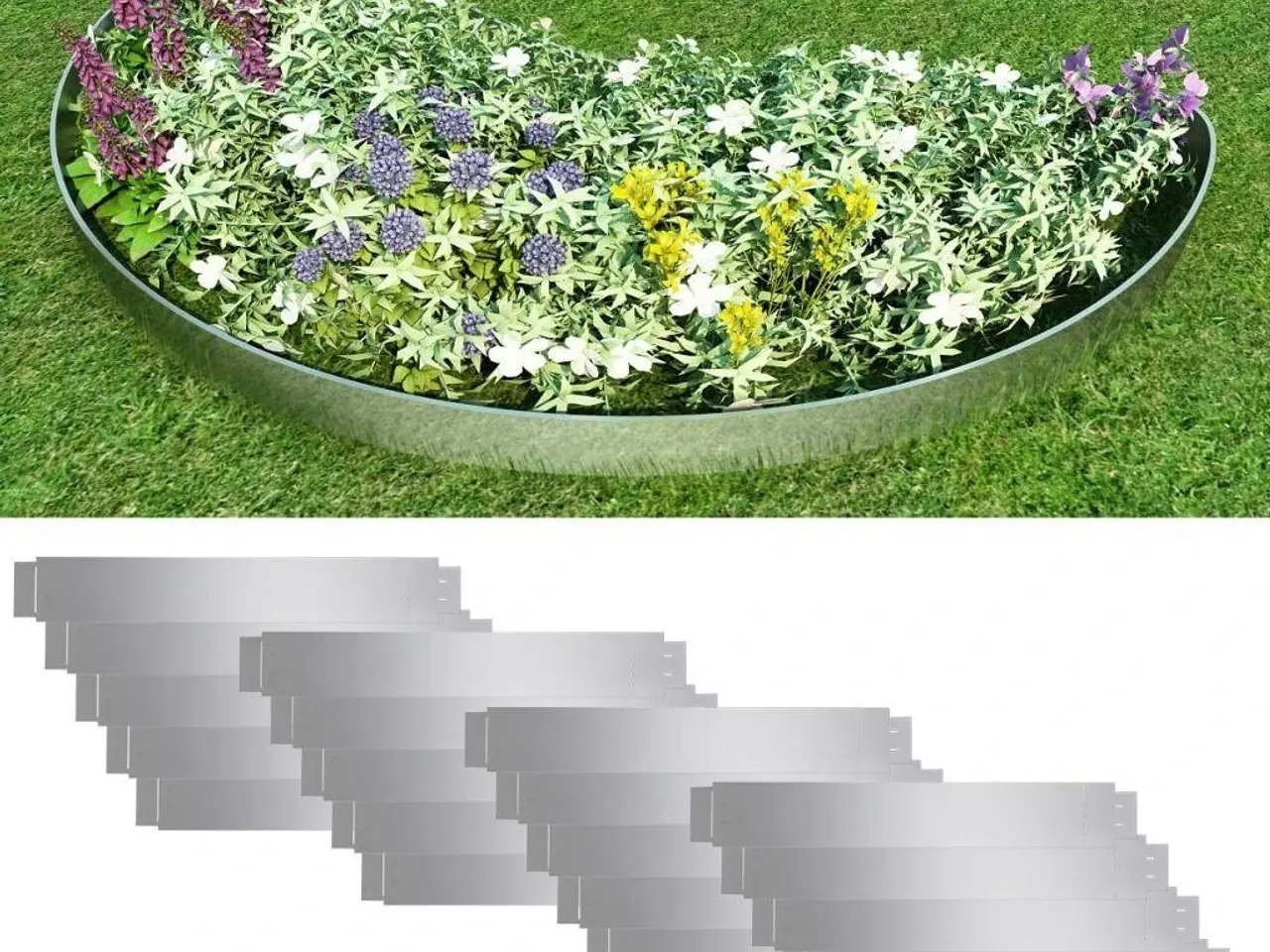 Billede 1 - Fleksibel bedkant - 20 stk. 100×14 cm i galvaniseret stål