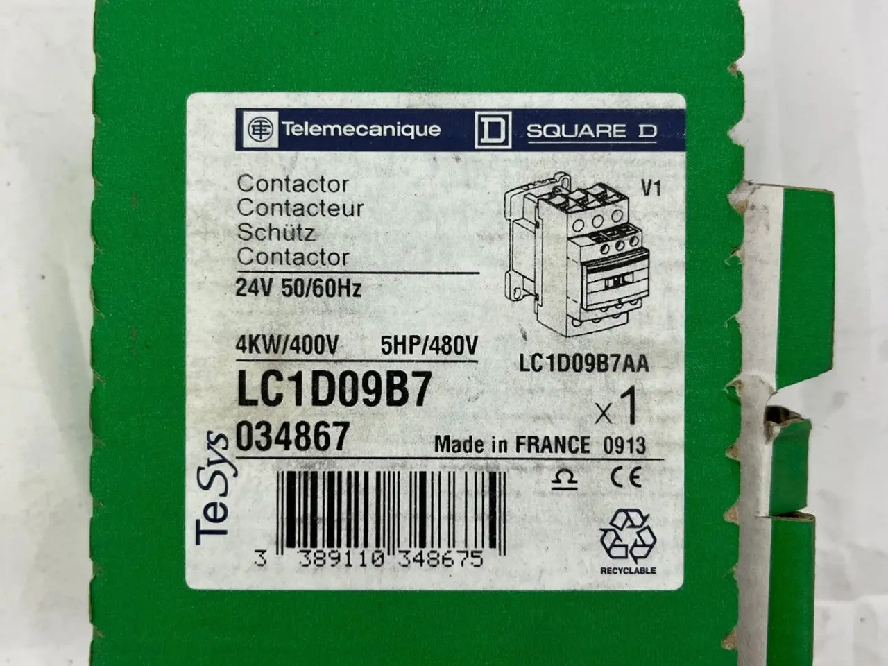 Billede 5 - Telemecanique LC1D09B7 kontaktor 24V AC Coil, 3P,