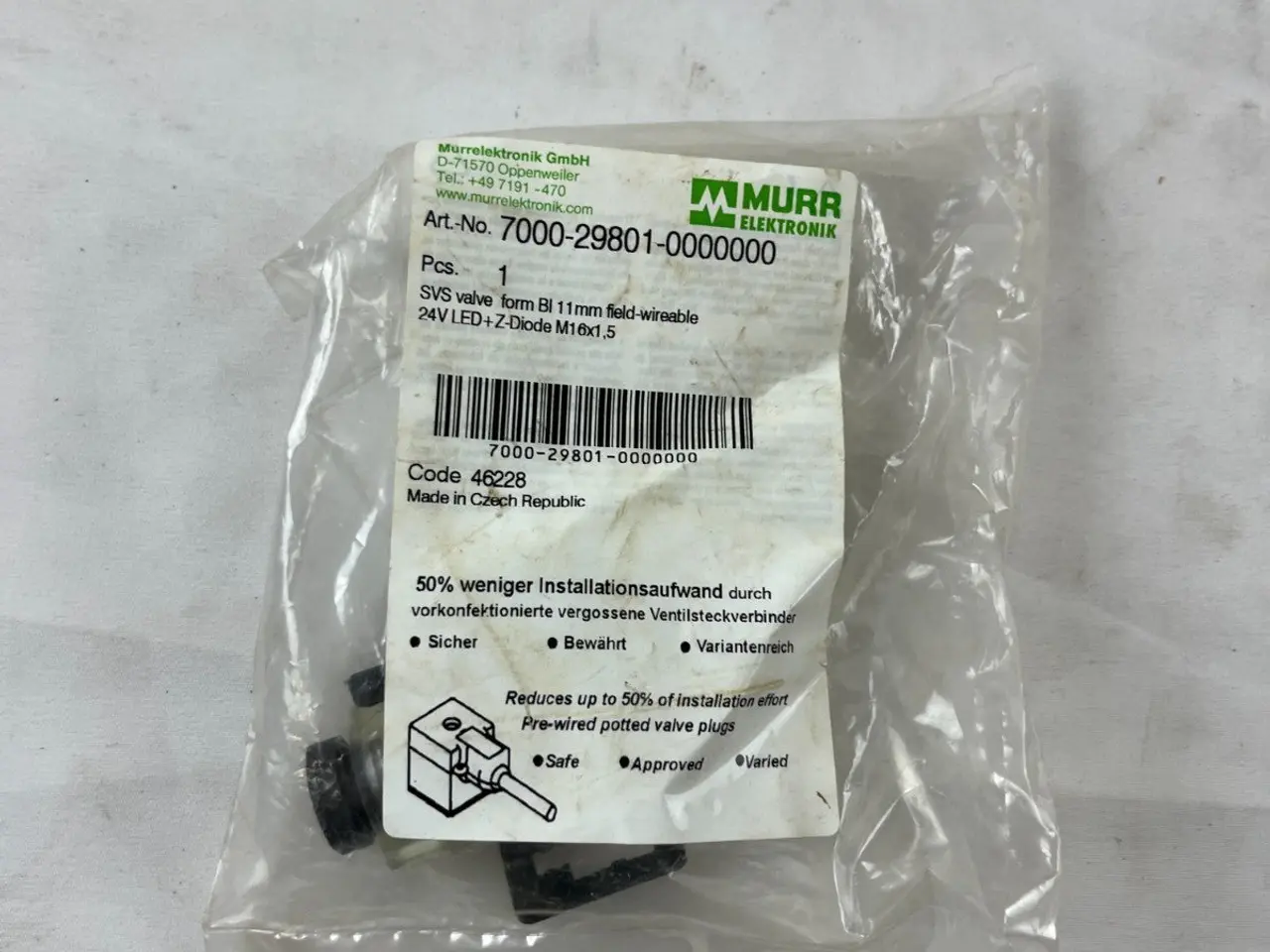 Billede 2 - Murr Elektronik 7000-29801-0000000 ventil stik B