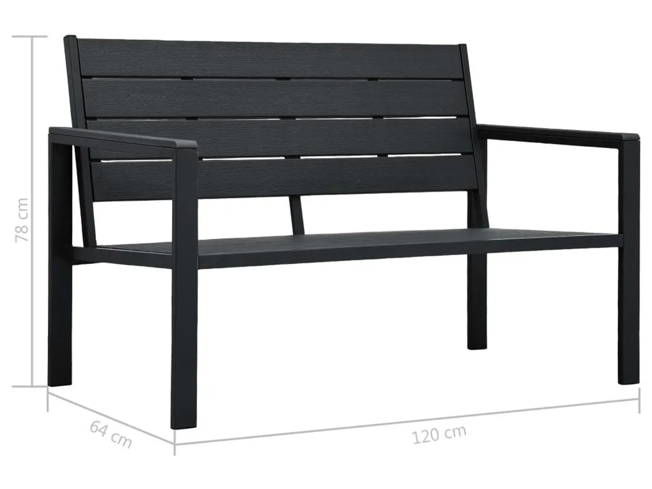 Billede 6 - Havebænk 120 cm i HDPE trælook - sort