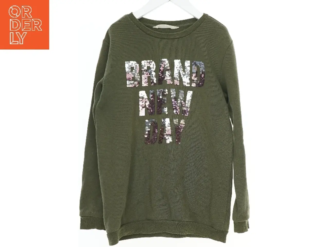 Billede 1 - Grøn sweatshirt med palietter fra H&M (str. 146)