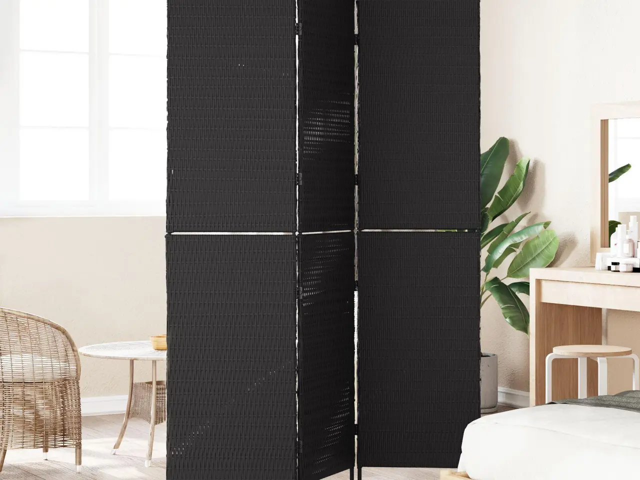 Billede 3 - Rumdeler Sort 146 x 180 cm polyrattan