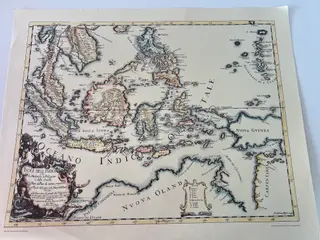Genoptrykt Kort over Østindien år 1683.
