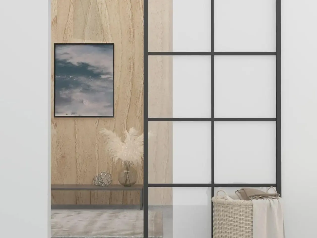 Billede 3 - Skydedør 102,5x205 cm aluminium og sikkerhedsglas sort