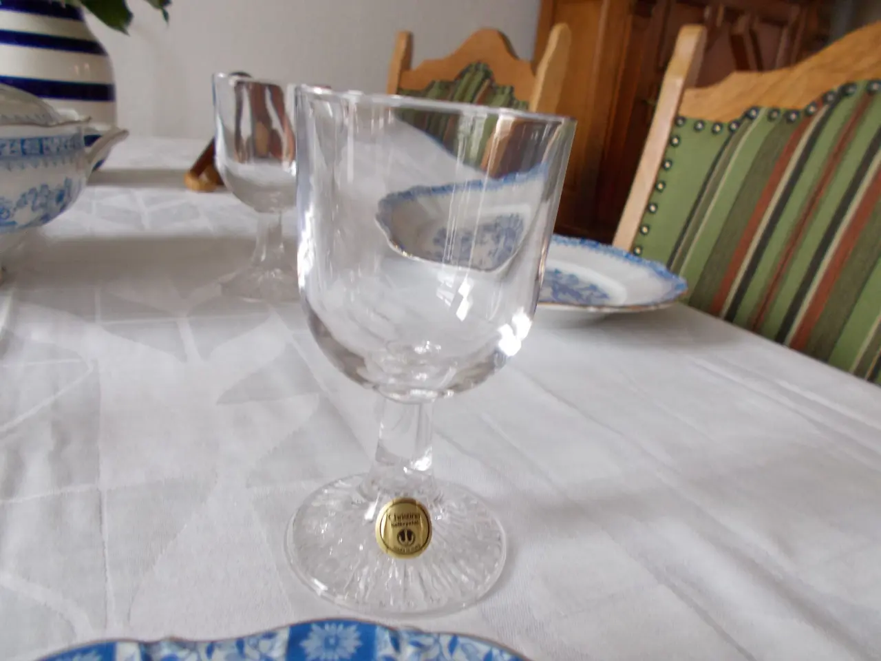 Billede 3 - 6 gamle rødvinsglas i krystal