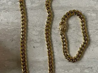 Goldfilled panser kæde + armbånd